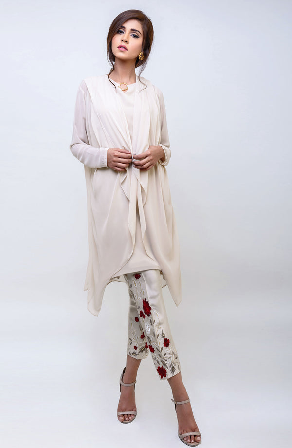 Beige Dress-Jacket, tunic & trousers (3 pc set) 